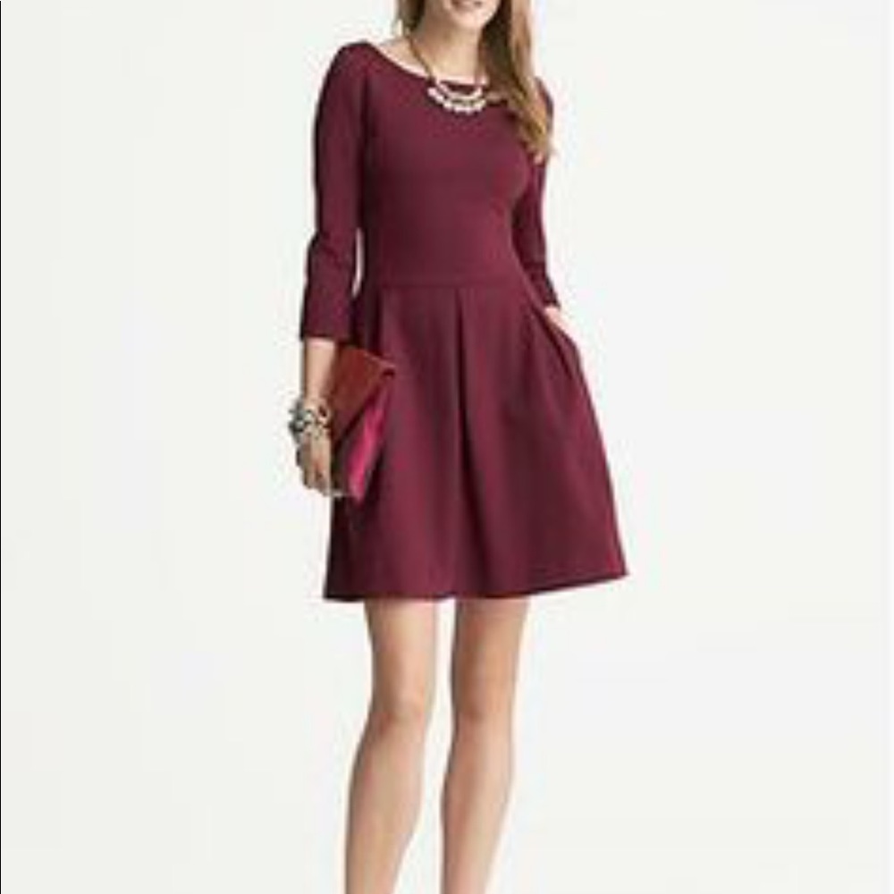 Bordeaux 3/4 sleeve ponte knit dress